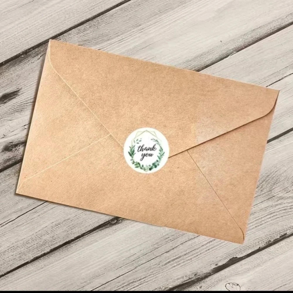 500pcs‎ green leaves thank you stickers